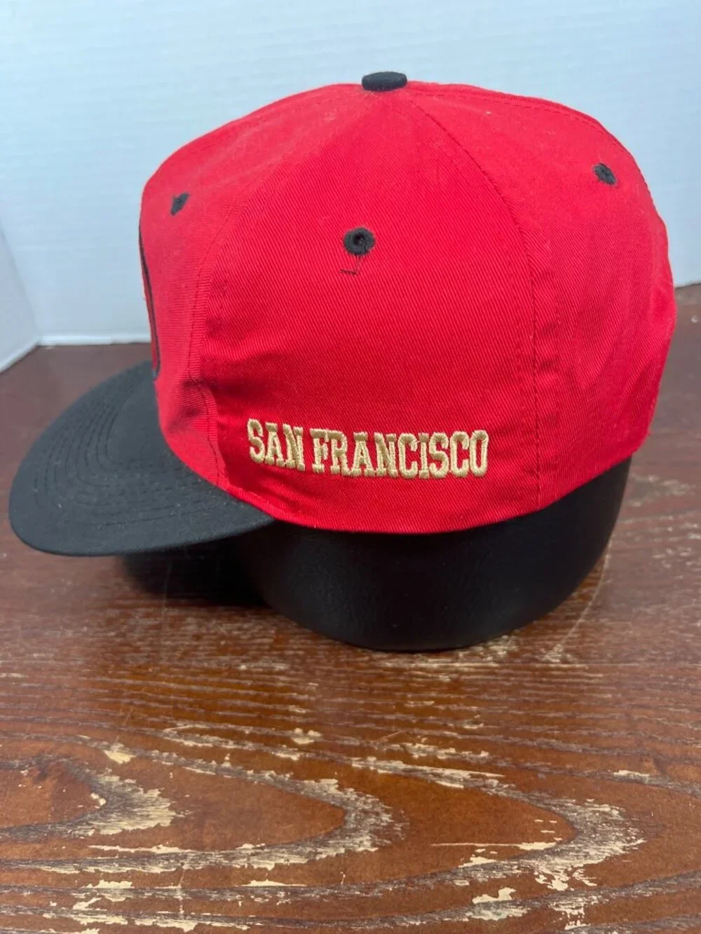 Vintage San Francisco 49ers Big Logo Snapback Hat By Competitor Red & Black H5